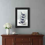 Tea Tower Blue 2 Black Framed Print Kitchen Wall Art
