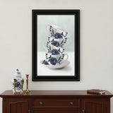 Tea Tower Blue 3 Black Framed Print Kitchen Wall Art