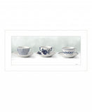 Cups and Saucers 1 White Framed Print Wall Art