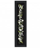 Black Floral Welcome Sign Framed Wall Art