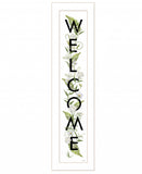 White And Black Floral Welcome Sign Framed Wall Art