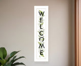 White And Black Floral Welcome Sign Framed Wall Art