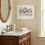 No Selfies in the Bathroom 5 White Framed Print Bathroom Wall Art
