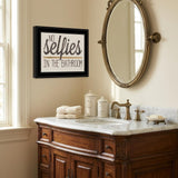 No Selfies in the Bathroom 6 Black Framed Print Bathroom Wall Art