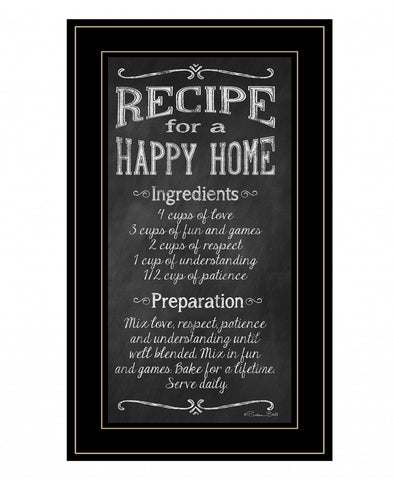Recipe for a Happy Home 3 Black Framed Print Wall Art