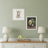 Set Of Two Vintage Floral Tea Pot and Door Knob White Framed Print Kitchen Wall Art