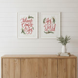 Set Of Two Good Tidings and Joy White Framed Print Wall Art