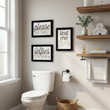 Set Of Three Toilet Humor Black Framed Print Wall Art