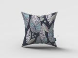 16��� Blue Purple Tropical Leaf Zippered Suede Throw Pillow