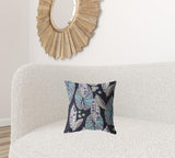 16��� Blue Purple Tropical Leaf Zippered Suede Throw Pillow