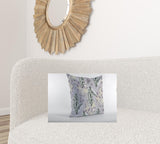 16��� Blue Purple Tropical Leaf Zippered Suede Throw Pillow