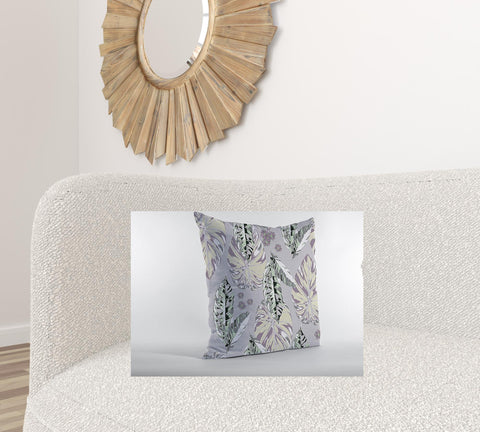 18��� Blue Purple Tropical Leaf Zippered Suede Throw Pillow