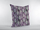 16��� Lavender Black Fall Leaves Zippered Suede Throw Pillow