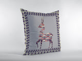 18" Purple Cream Boho Deer Zippered Suede Throw Pillow