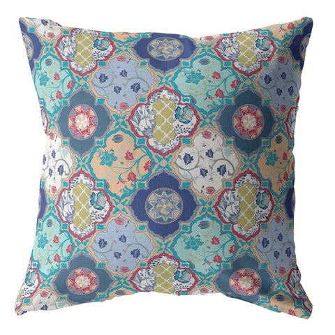 16��� Blue Peach Trellis Suede Zippered Throw Pillow