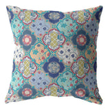 18��� Blue Peach Trellis Suede Zippered Throw Pillow
