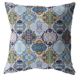 18��� Orange Blue Trellis Suede Zippered Throw Pillow