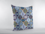 18��� Orange Blue Trellis Suede Zippered Throw Pillow