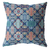 18��� Turquoise Red Trellis Suede Zippered Throw Pillow