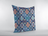 18��� Turquoise Red Trellis Suede Zippered Throw Pillow