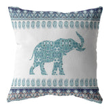 16��� Teal Ornate Elephant Zippered Suede Throw Pillow