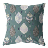 16��� Pine Green Leaves Suede Zippered Throw Pillow
