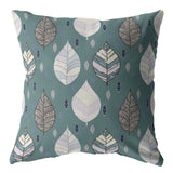 18��� Pine Green Leaves Suede Zippered Throw Pillow