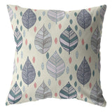 18��� Cream Gray Leaves Suede Zippered Throw Pillow