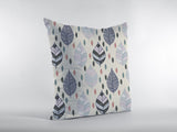 18��� Cream Gray Leaves Suede Zippered Throw Pillow