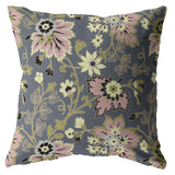 18��� Gray Pink Jacobean Zippered Suede Throw Pillow