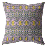 16��� Purple Yellow Geofloral Zippered Suede Throw Pillow