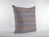 16��� Purple Yellow Geofloral Zippered Suede Throw Pillow