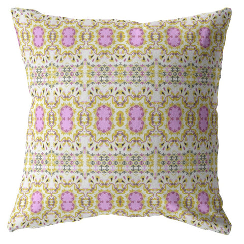 16��� Yellow Lavender Geofloral Zippered Suede Throw Pillow