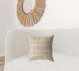 18��� Yellow Lavender Geofloral Zippered Suede Throw Pillow