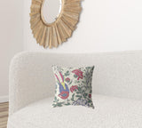 16��� Pink Sage Peacock Zippered Suede Throw Pillow