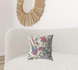 18��� Pink Sage Peacock Zippered Suede Throw Pillow