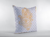 18��� Gold Gray Hamsa Suede Zippered Throw Pillow