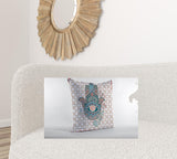 18��� Blue Gray Hamsa Suede Zippered Throw Pillow