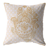 16��� Gold White Hamsa Suede Zippered Throw Pillow
