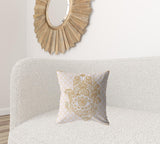 18��� Gold White Hamsa Suede Zippered Throw Pillow