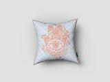 16��� Blue Orange Hamsa Suede Zippered Throw Pillow