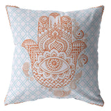 18��� Blue Orange Hamsa Suede Zippered Throw Pillow