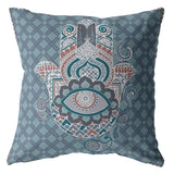 16��� Slate Blue Hamsa Suede Zippered Throw Pillow