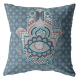 18��� Slate Blue Hamsa Suede Zippered Throw Pillow