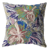 16��� Lilac Green Hibiscus Zippered Suede Throw Pillow