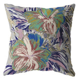 18��� Lilac Green Hibiscus Zippered Suede Throw Pillow