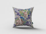 18��� Lilac Green Hibiscus Zippered Suede Throw Pillow