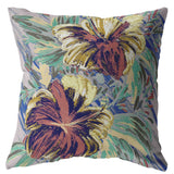 18��� Terracotta Hibiscus Zippered Suede Throw Pillow