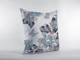 18��� Gray White Butterfly Zippered Suede Throw Pillow