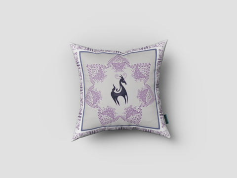 16��� Gray Purple Horse Zippered Suede Throw Pillow